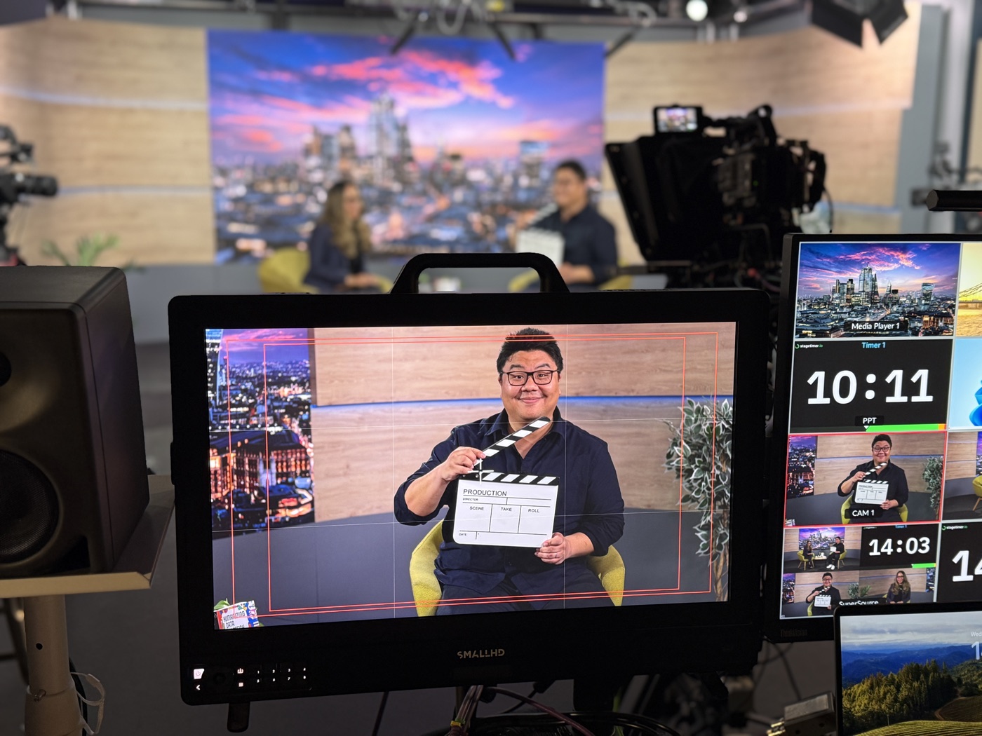 Tiankai Feng being filmed for a TV segment on Humanizing Data